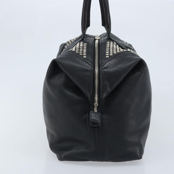 SAINT LAURENT Easy Lock Studs Bag Leather Black Silver 208314 Auth ki6581V
