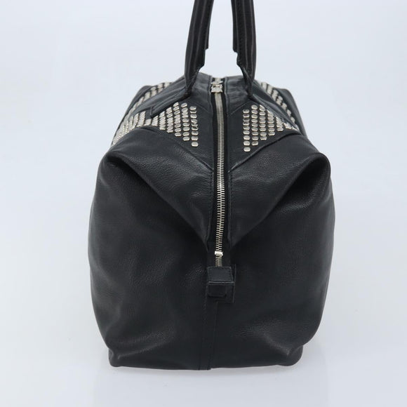 SAINT LAURENT Easy Lock Studs Bag Leather Black Silver 208314 Auth ki6581V