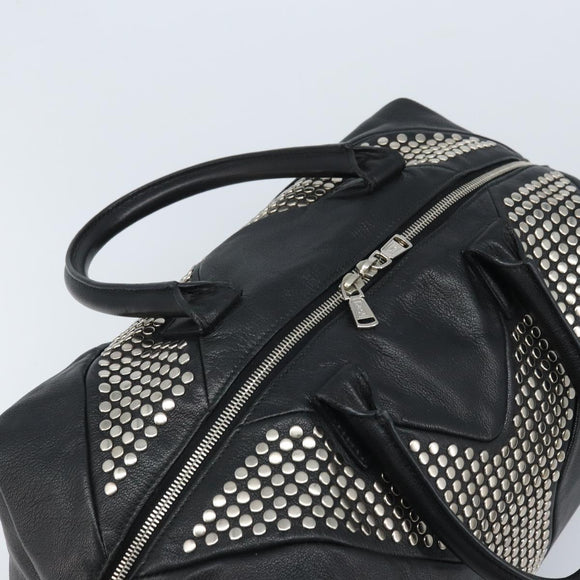 SAINT LAURENT Easy Lock Studs Bag Leather Black Silver 208314 Auth ki6581V