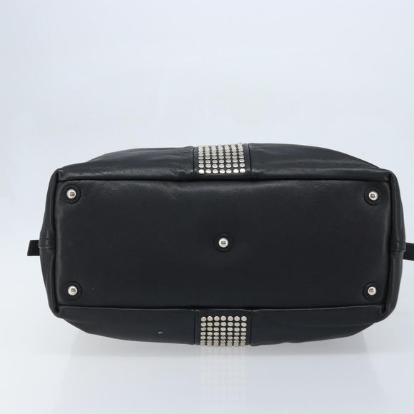 SAINT LAURENT Easy Lock Studs Bag Leather Black Silver 208314 Auth ki6581V