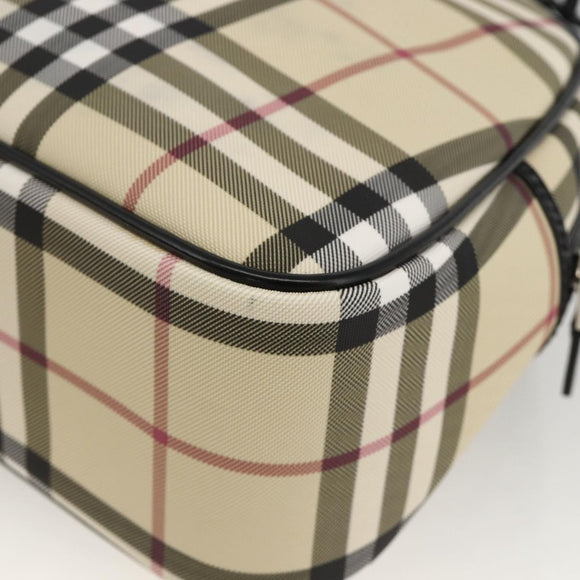 BURBERRY Nova Check Handtas PVC Beige Zilver Auth ki6583A