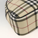 BURBERRY Nova Check Handtas PVC Beige Zilver Auth ki6583A-14