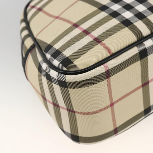 BURBERRY Nova Check Handtas PVC Beige Zilver Auth ki6583A
