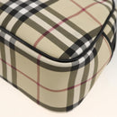 BURBERRY Nova Check Handtas PVC Beige Zilver Auth ki6583A-15