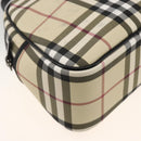 BURBERRY Nova Check Handtas PVC Beige Zilver Auth ki6583A-16