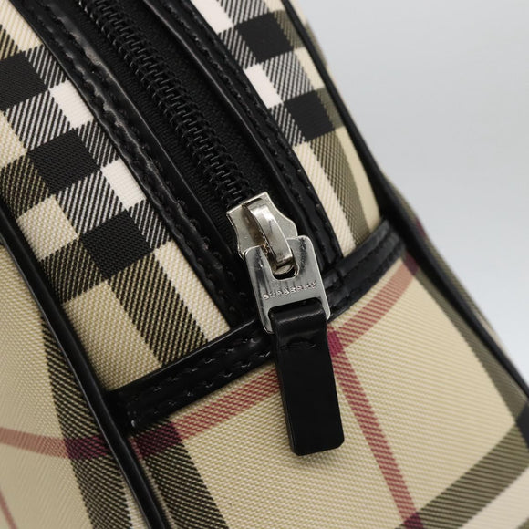 BURBERRY Nova Check Handtas PVC Beige Zilver Auth ki6583A
