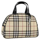 BURBERRY Nova Check Handtas PVC Beige Zilver Auth ki6583A-1