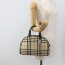 BURBERRY Nova Check Handtas PVC Beige Zilver Auth ki6583A-22