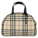 BURBERRY Nova Check Handtas PVC Beige Zilver Auth ki6583A-13