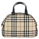 BURBERRY Nova Check Handtas PVC Beige Zilver Auth ki6583A-2