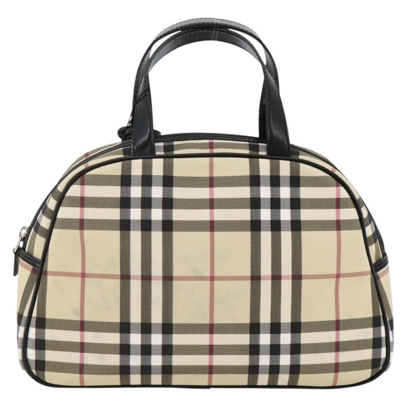 BURBERRY Nova Check Handtas PVC Beige Zilver Auth ki6583A
