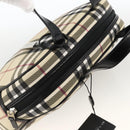 BURBERRY Nova Check Handtas PVC Beige Zilver Auth ki6583A-6