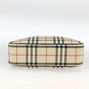 BURBERRY Nova Check Handtas PVC Beige Zilver Auth ki6583A-5