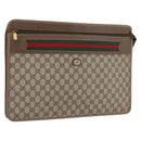 GUCCI GG Supreme Web Sherry Line Bag PVC Beige Gold 89 20 003 Auth ki6586A-1
