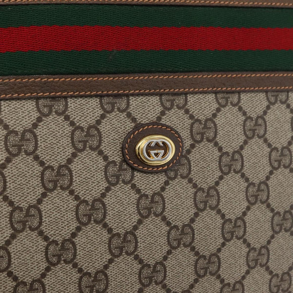 GUCCI GG Supreme Web Sherry Line Bag PVC Beige Gold 89 20 003 Auth ki6586A
