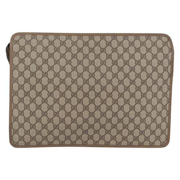 GUCCI GG Supreme Web Sherry Line Bag PVC Beige Gold 89 20 003 Auth ki6586A