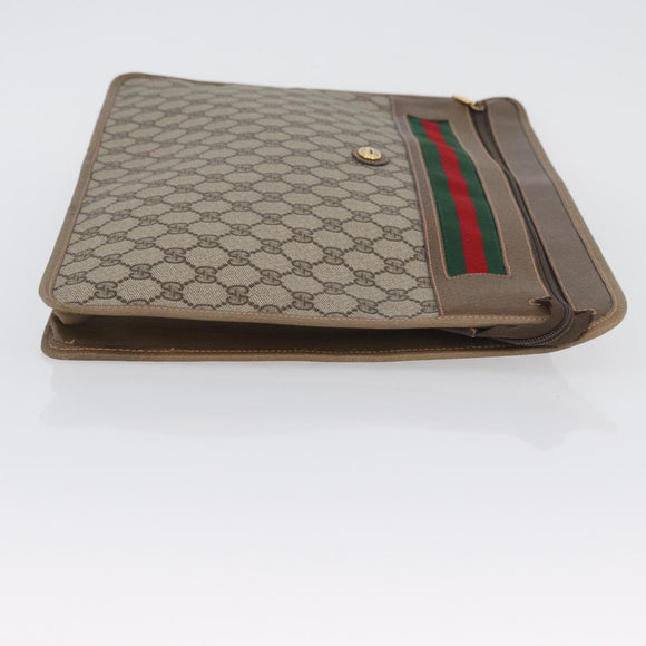 GUCCI GG Supreme Web Sherry Line Bag PVC Beige Gold 89 20 003 Auth ki6586A