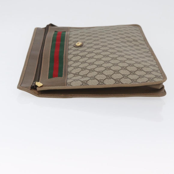 GUCCI GG Supreme Web Sherry Line Bag PVC Beige Gold 89 20 003 Auth ki6586A