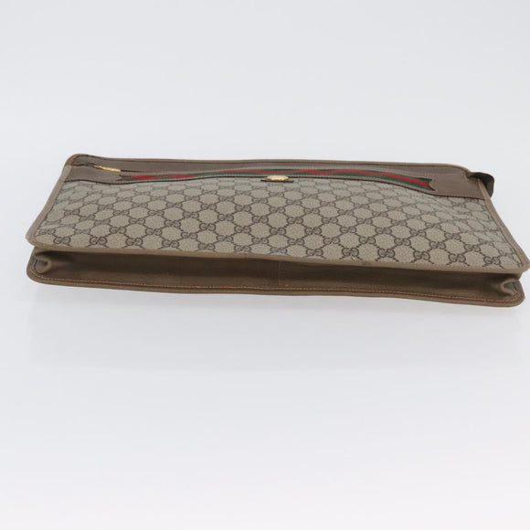 GUCCI GG Supreme Web Sherry Line Bag PVC Beige Gold 89 20 003 Auth ki6586A