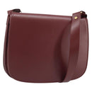 CARTIER Shoulder Bag Leather Bordeaux Gold Auth ki6589-1