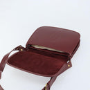 CARTIER Shoulder Bag Leather Bordeaux Gold Auth ki6589-14