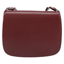 CARTIER Shoulder Bag Leather Bordeaux Gold Auth ki6589-2