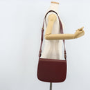 CARTIER Shoulder Bag Leather Bordeaux Gold Auth ki6589-20