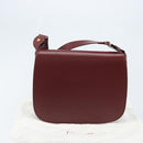 CARTIER Shoulder Bag Leather Bordeaux Gold Auth ki6589-21