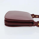CARTIER Shoulder Bag Leather Bordeaux Gold Auth ki6589-4