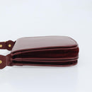 CARTIER Shoulder Bag Leather Bordeaux Gold Auth ki6589-5
