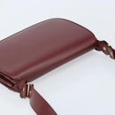 CARTIER Shoulder Bag Leather Bordeaux Gold Auth ki6589-6
