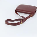 CARTIER Shoulder Bag Leather Bordeaux Gold Auth ki6589-7