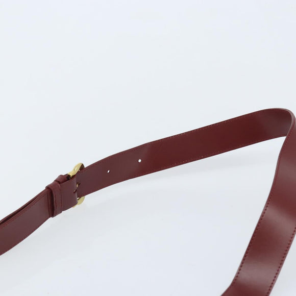 CARTIER Shoulder Bag Leather Bordeaux Gold Auth ki6589