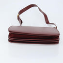CARTIER Shoulder Bag Leather Bordeaux Gold Auth ki6589-9