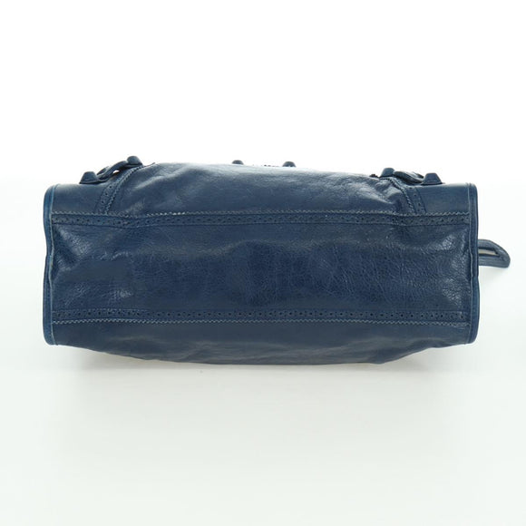 BALENCIAGA Giant City Hand Bag Leather 2way Blue Silver 258044 Auth ki6596SAM