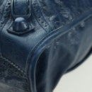 BALENCIAGA Giant City Hand Bag Leather 2way Blue Silver 258044 Auth ki6596SAM-16