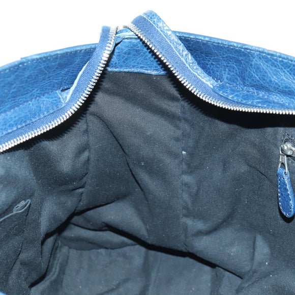 BALENCIAGA Giant City Hand Bag Leather 2way Blue Silver 258044 Auth ki6596SAM