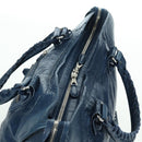 BALENCIAGA Giant City Hand Bag Leather 2way Blue Silver 258044 Auth ki6596SAM-6