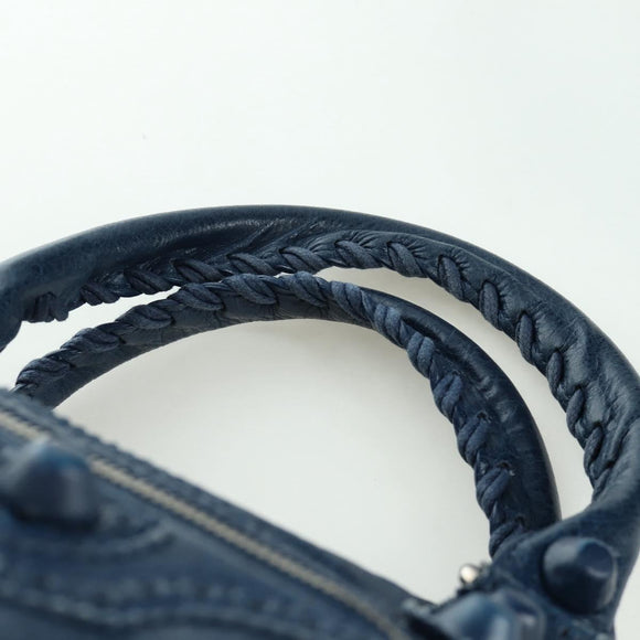 BALENCIAGA Giant City Hand Bag Leather 2way Blue Silver 258044 Auth ki6596SAM