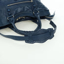 BALENCIAGA Giant City Hand Bag Leather 2way Blue Silver 258044 Auth ki6596SAM-9