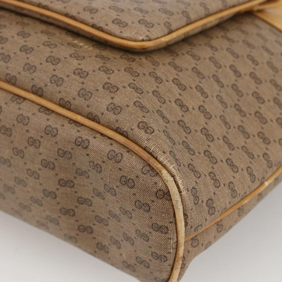 GUCCI Micro GG Supreme Tote Bag PVC Beige Gold Auth ki6597