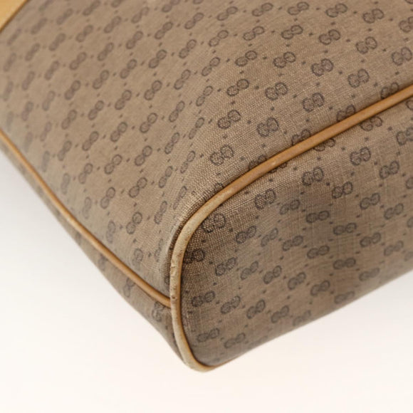 GUCCI Micro GG Supreme Tote Bag PVC Beige Gold Auth ki6597