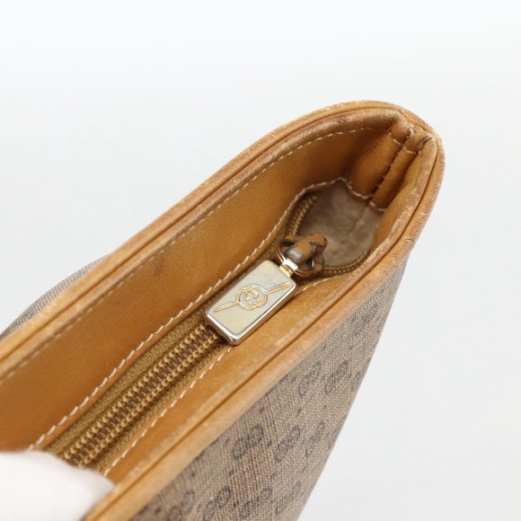 GUCCI Micro GG Supreme Tote Bag PVC Beige Gold Auth ki6597