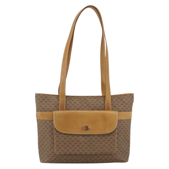 GUCCI Micro GG Supreme Tote Bag PVC Beige Gold Auth ki6597