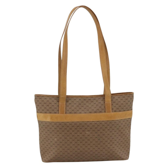 GUCCI Micro GG Supreme Tote Bag PVC Beige Gold Auth ki6597