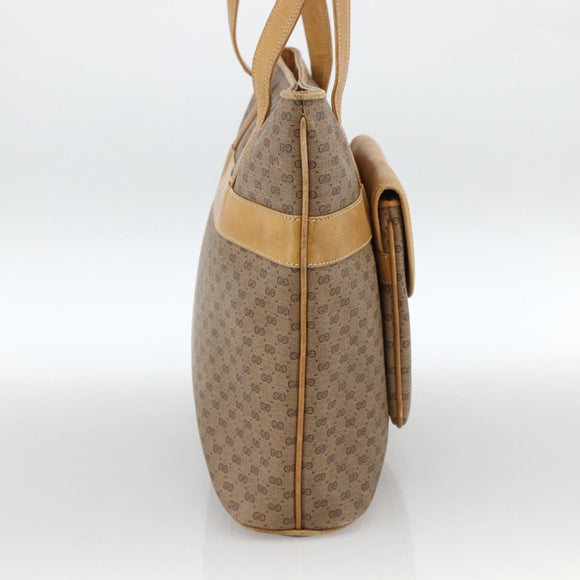 GUCCI Micro GG Supreme Tote Bag PVC Beige Gold Auth ki6597