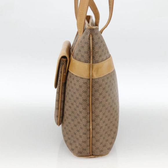 GUCCI Micro GG Supreme Tote Bag PVC Beige Gold Auth ki6597