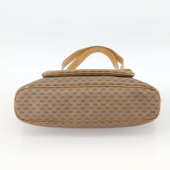 GUCCI Micro GG Supreme Tote Bag PVC Beige Gold Auth ki6597