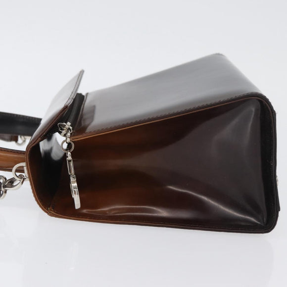 Salvatore Ferragamo Gancini Bag Patent leather 2way Black Silver Auth ki6599