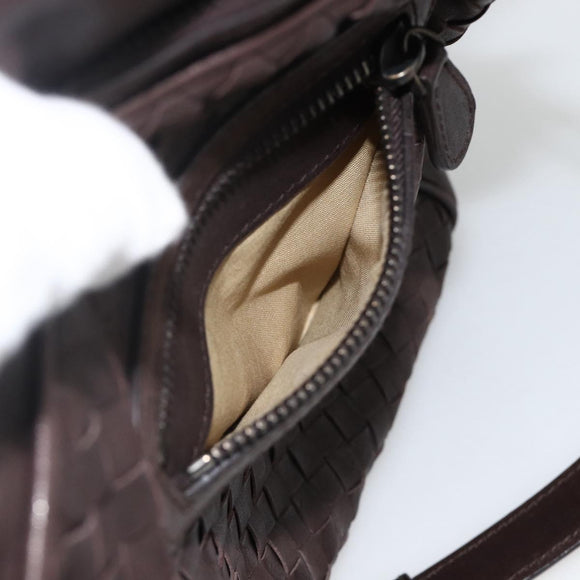 BOTTEGA VENETA INTRECCIATO Shoulder Bag Leather Brown 189225 Auth ki6600